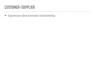 CUSTOMER-SUPPLIER
➤ Upstream-downstream relationship.
 