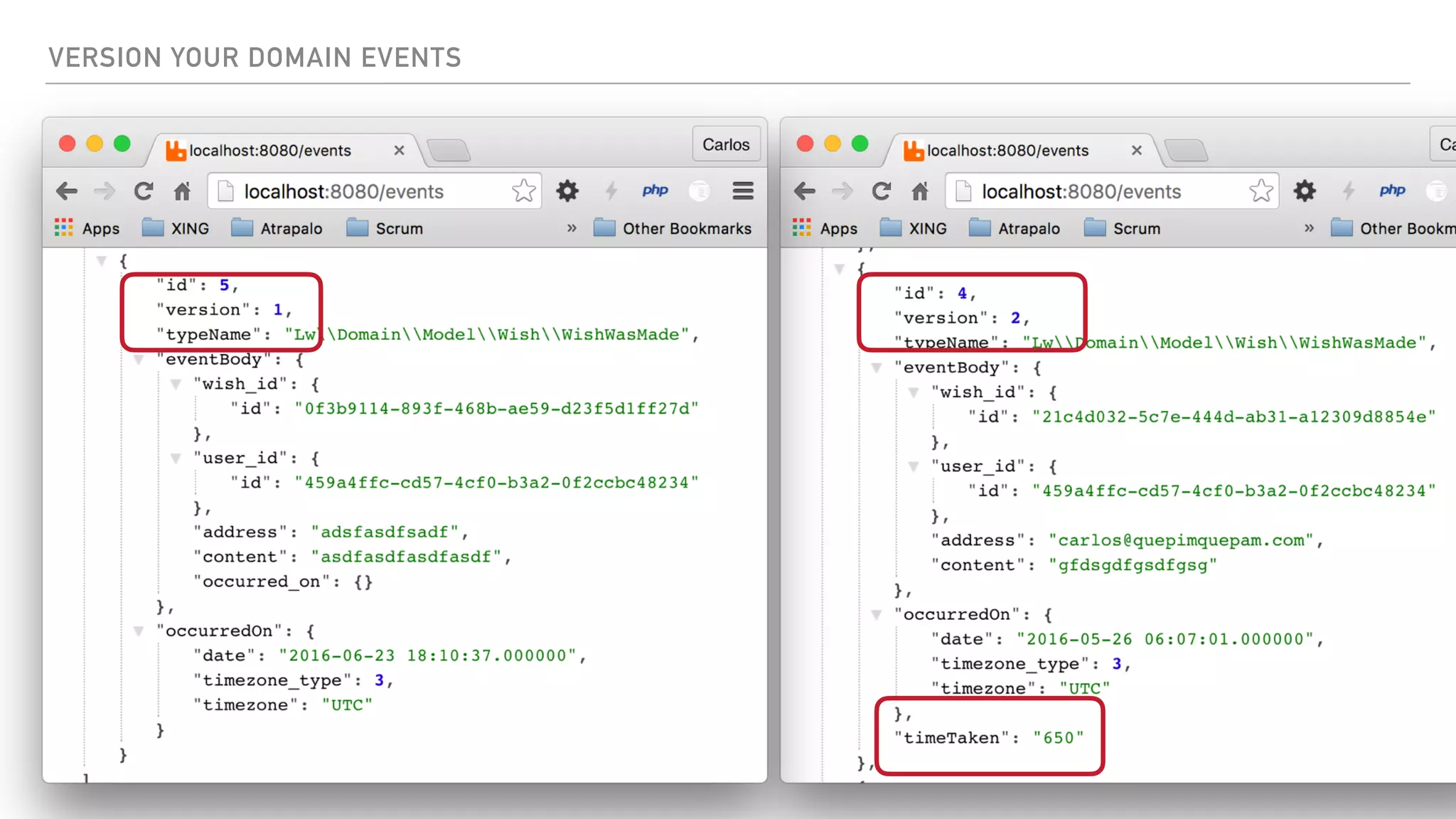 VERSION YOUR DOMAIN EVENTS
 