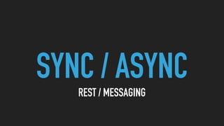 SYNC / ASYNC
REST / MESSAGING
 