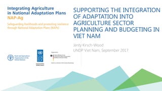 SUPPORTING THE INTEGRATION
OF ADAPTATION INTO
AGRICULTURE SECTOR
PLANNING AND BUDGETING IN
VIET NAM
Jenty Kirsch-Wood
UNDP Viet Nam, September 2017
 