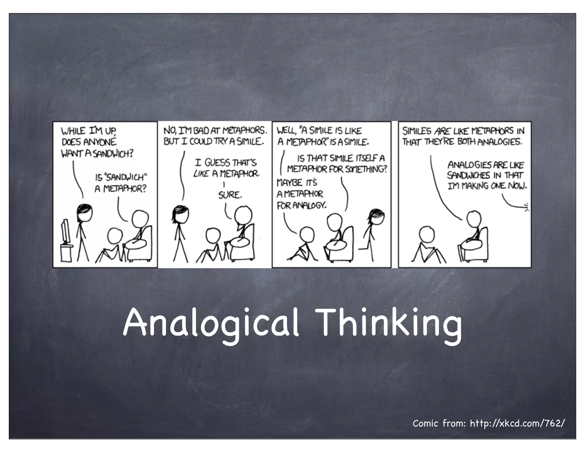 Analogical Thinking
Comic from: http://xkcd.com/762/
 