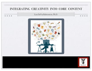 INTEGRATING CREATIVITY INTO CORE CONTENT
Lisa DaVia Rubenstein, Ph.D.
 