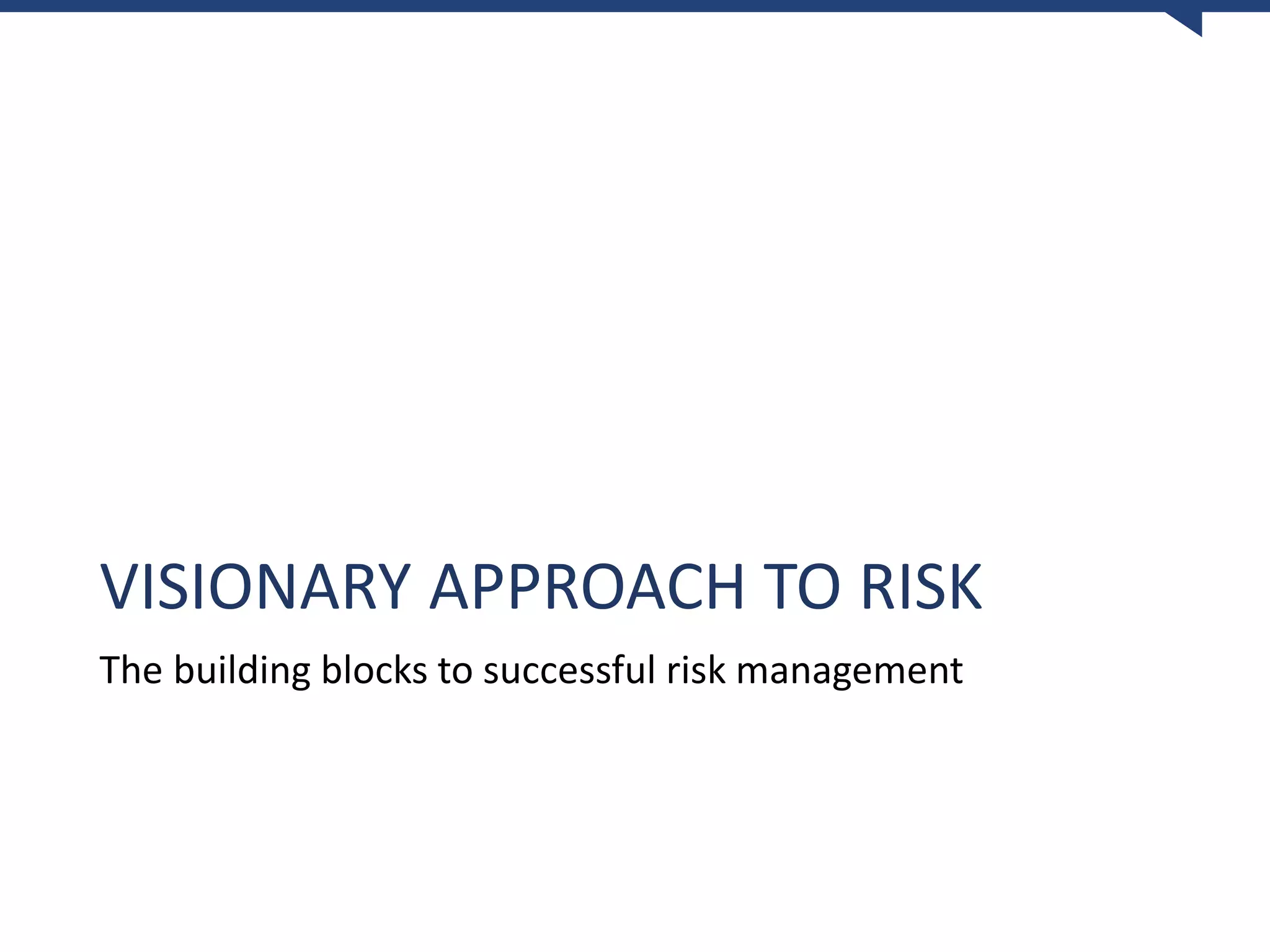 VISIONARY APPROACH TO RISK
The building blocks to successful risk management
 
