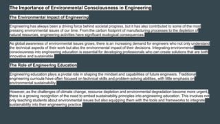 Integrating Environmental Consciousness into Engineering Education and ...