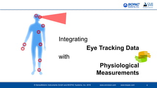 © SensoMotoric Instruments GmbH and BIOPAC Systems, Inc. 2016 www.smivision.com www.biopac.com
Integrating
Eye Tracking Data
with
Physiological
Measurements
4
 