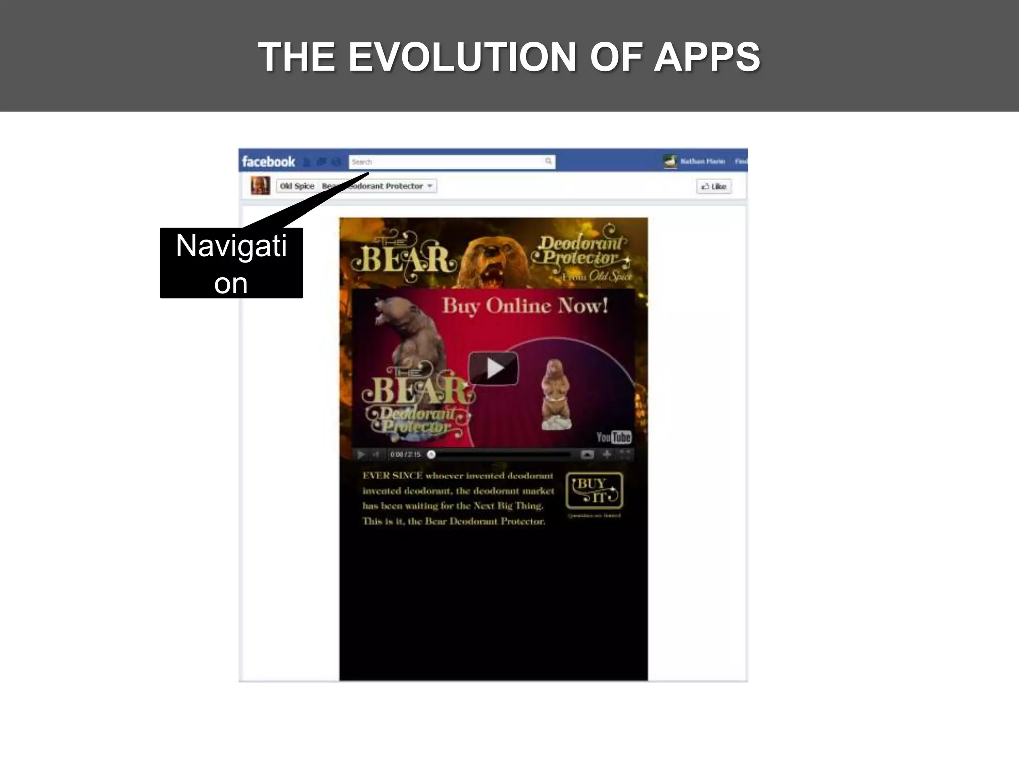 THE EVOLUTION OF APPS



Navigati
  on
 