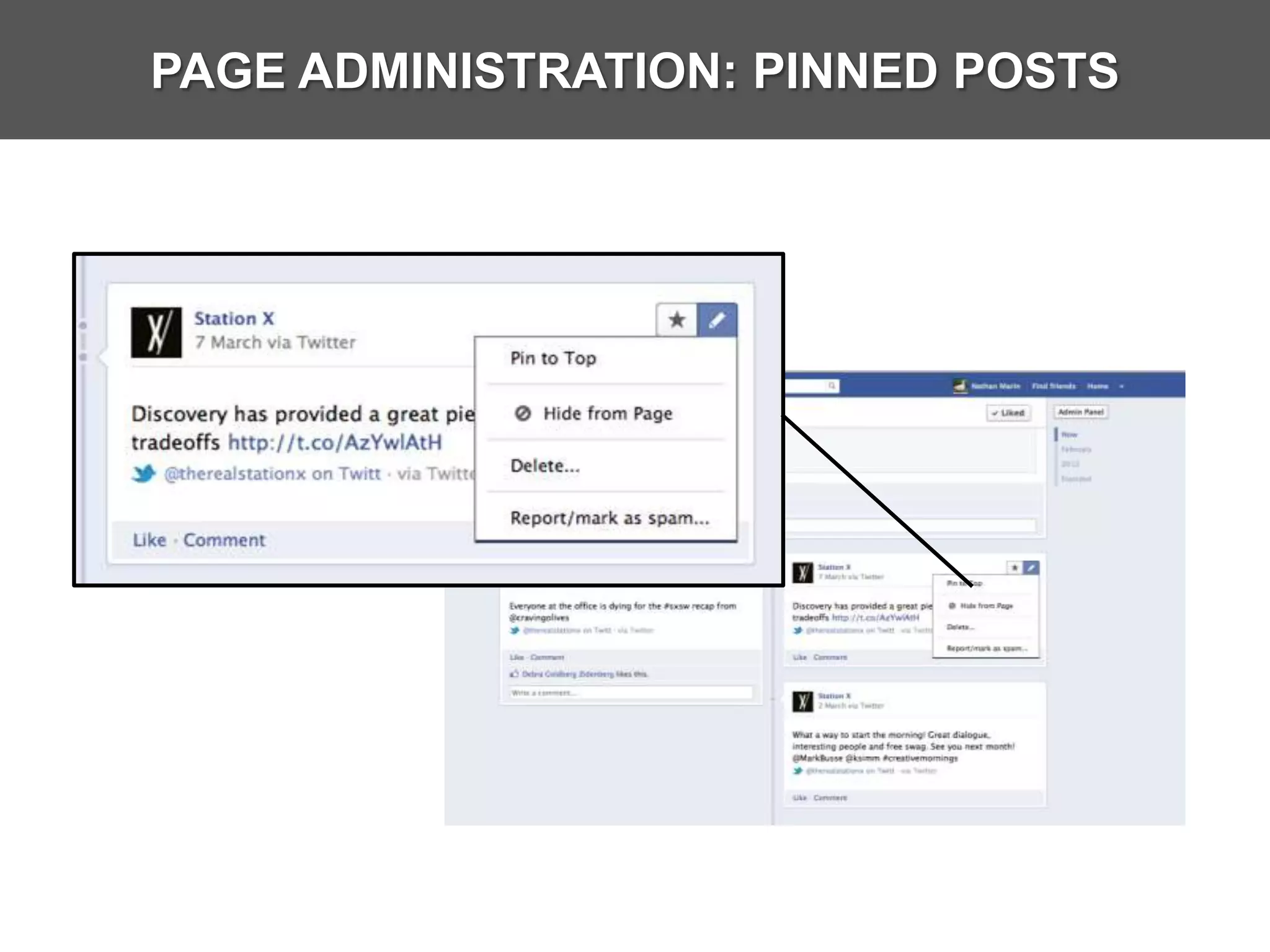 PAGE ADMINISTRATION: PINNED POSTS
 