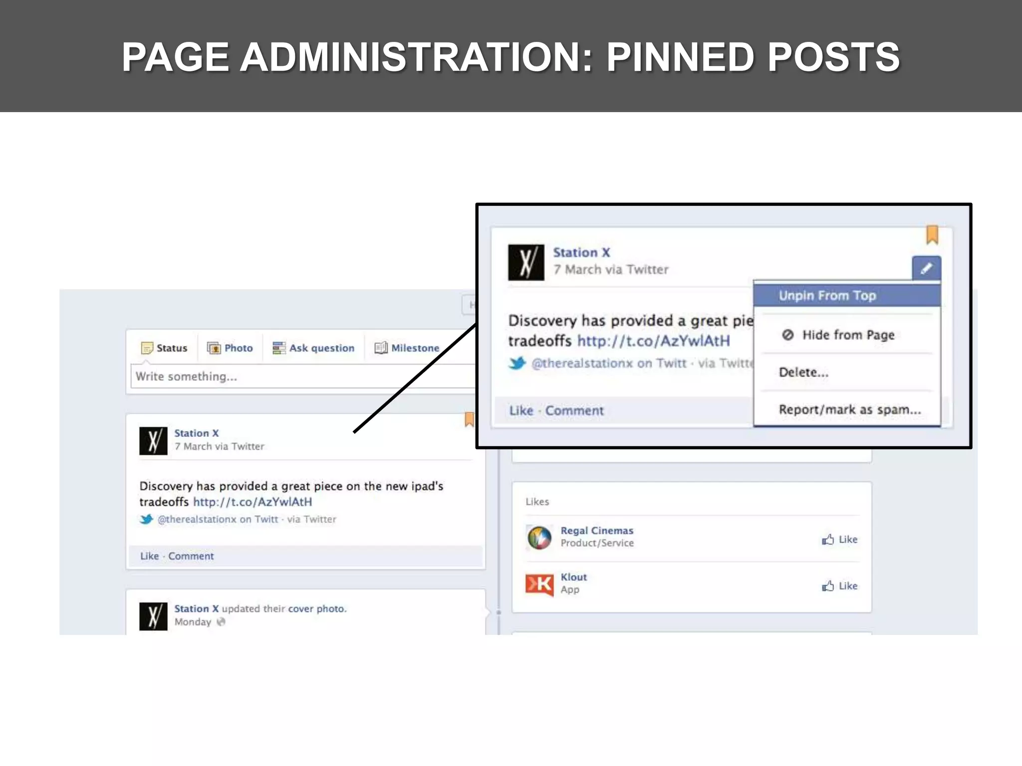 PAGE ADMINISTRATION: PINNED POSTS
 