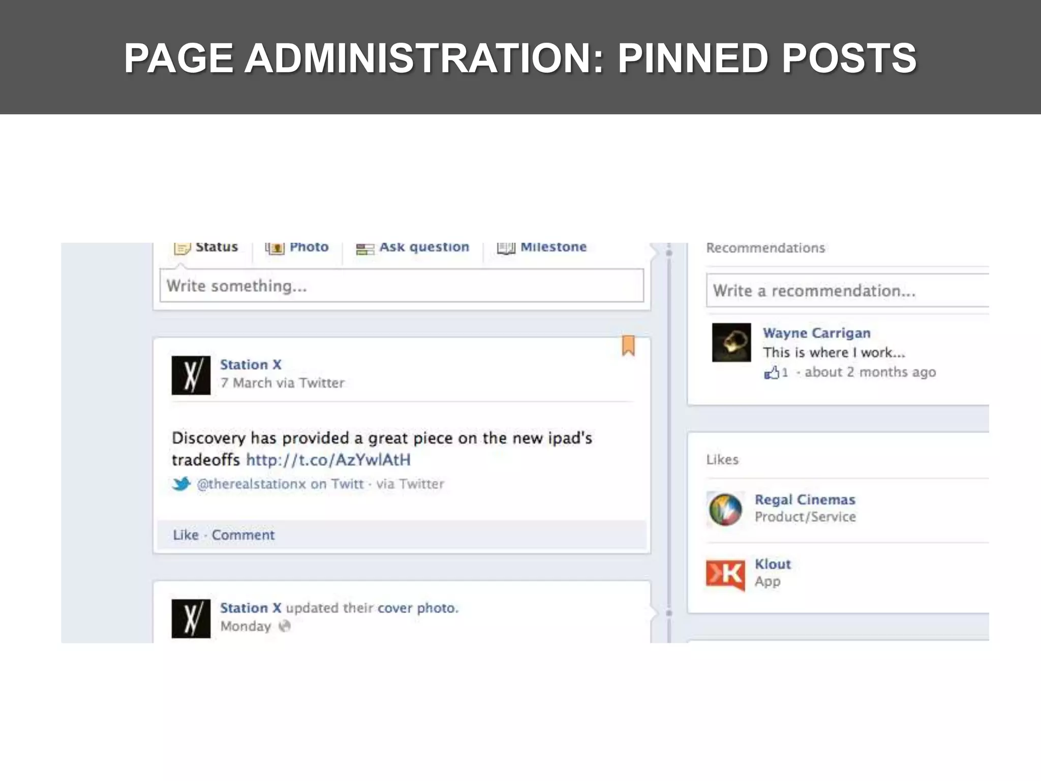 PAGE ADMINISTRATION: PINNED POSTS
 