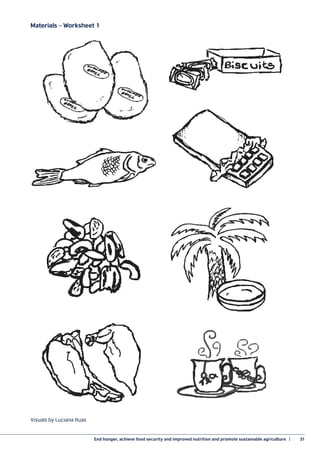 End hunger, achieve food security and improved nutrition and promote sustainable agriculture  |	 31
Materials – Worksheet 1
Visuals by Luciana Ruas
 