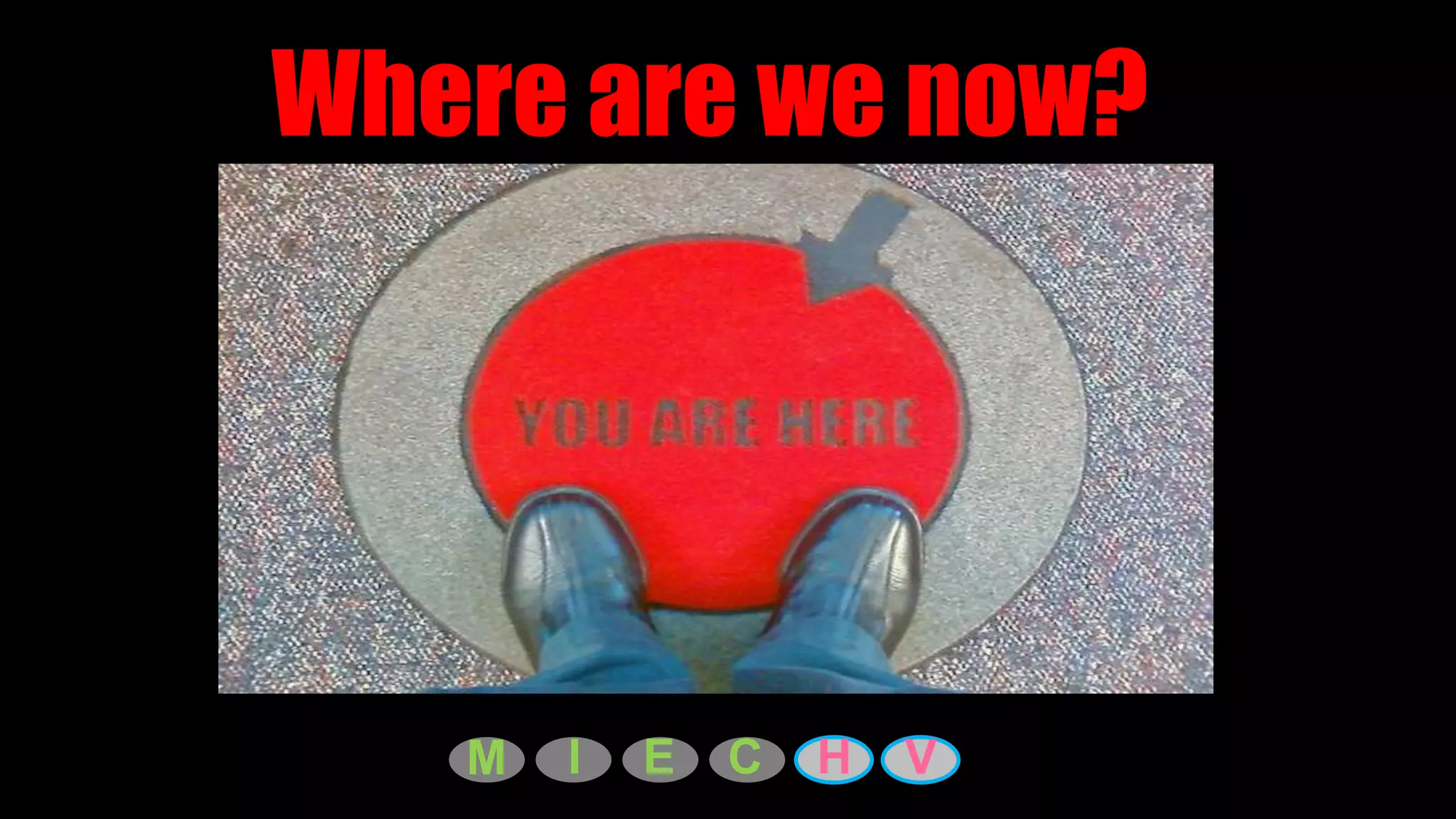 Where are we now?




   M   I   E   C   H   V
 