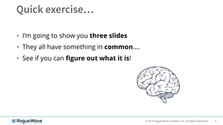 4© 2019 Rogue Wave Software, Inc. All Rights Reserved.
• I’m going to show you three slides
• They all have something in common….
• See if you can figure out what it is!
 
