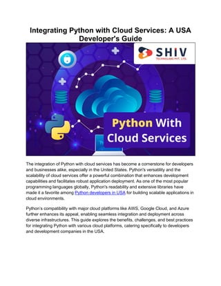 USA Developer’s Guide to Python and Cloud Services Integration | PDF