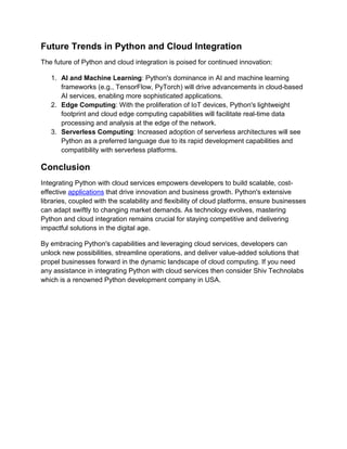 USA Developer’s Guide to Python and Cloud Services Integration | PDF ...