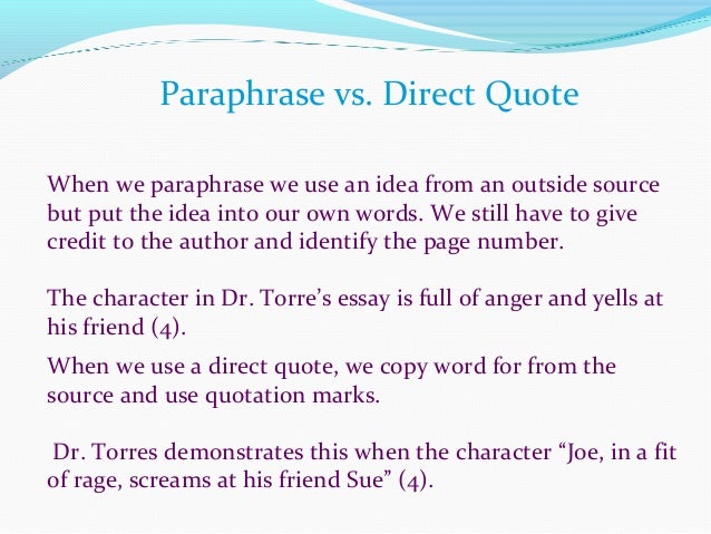 How to put a direct quote in an essay