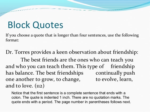 Large quotes in an essay