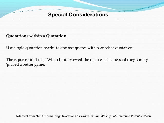 💋 How to cite a quote within a quote mla. 4 Ways to Quote