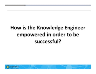 Smart Data for Smarter Business | © 2016 Capsenta | capsenta.com 33
How	
  is	
  the	
  Knowledge	
  Engineer	
  
empowered	
  in	
  order	
  to	
  be	
  
successful?	
  
 