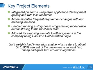 CONNECT WITH US:
Key Project Elements
 Integrated platforms using rapid application development
quickly and with less res...