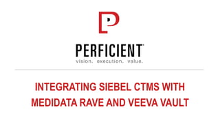 INTEGRATING SIEBEL CTMS WITH
MEDIDATA RAVE AND VEEVA VAULT
 