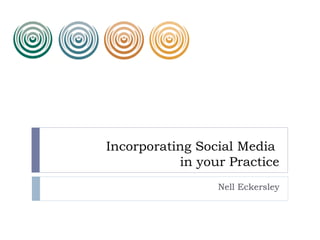 Incorporating Social Media
           in your Practice
                 Nell Eckersley
 