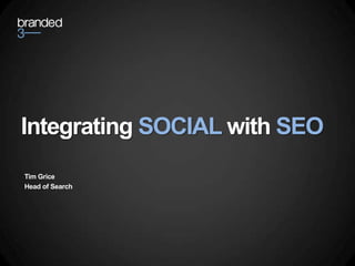 Integrating SOCIAL with SEO
Tim Grice
Head of Search
 