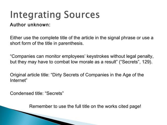 Integrating sources | PPT