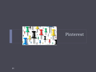 Groups and Pages
 http://basicblogtips.com/facebook-groups-
or-pages.html
 http://forumone.com/blogs/post/table-
facebook-pages-vs-facebook-groups-vs-
linkedin-groups
 http://www.facebook.com/blog/blog.php?po
st=324706977130
8181
 