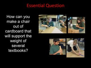 Essential QuestionBuilding a Chair ProjectHow can you make a chair out of cardboard that will support the weight of several textbooks?