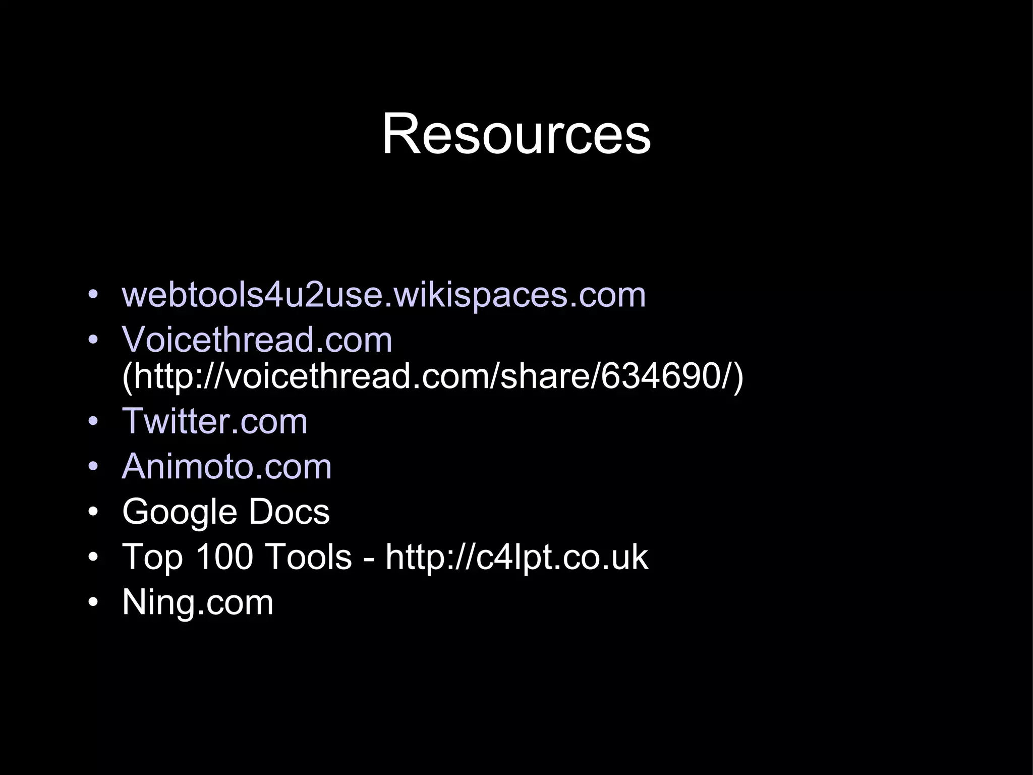 What’s next? Collaboration classroom to classroom through a wiki space iphone/itouch for students Google Earth GPS Field ID  the web’s the limit!  