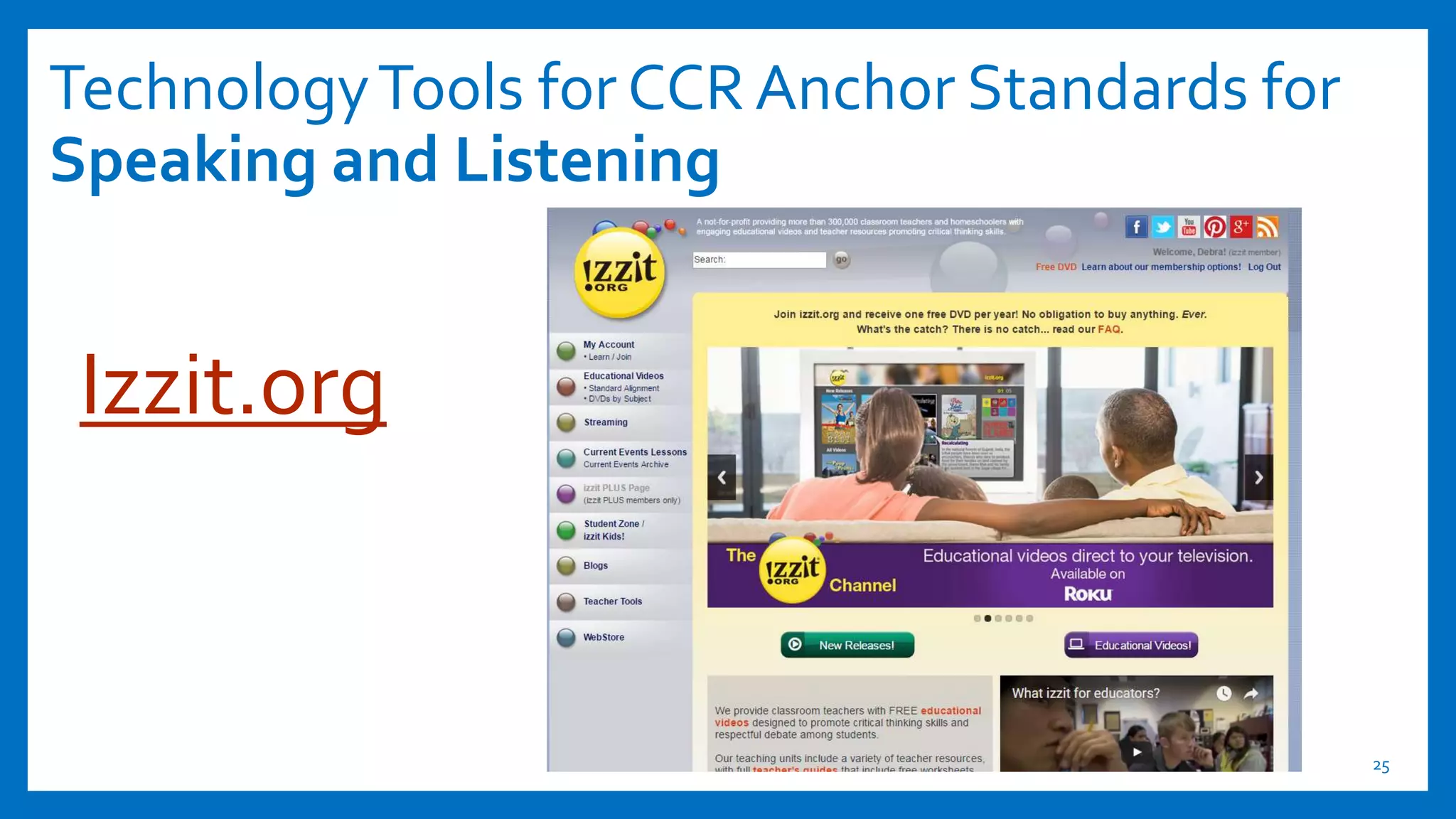 TechnologyTools for CCR Anchor Standards for
Speaking and Listening
25
Izzit.org
 