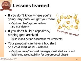 Integrating The Capture And Proposal Management Processes in Business Development