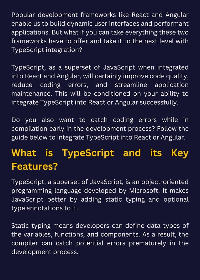 Integrating TypeScript with popular frameworks like React or Angular.pdf
