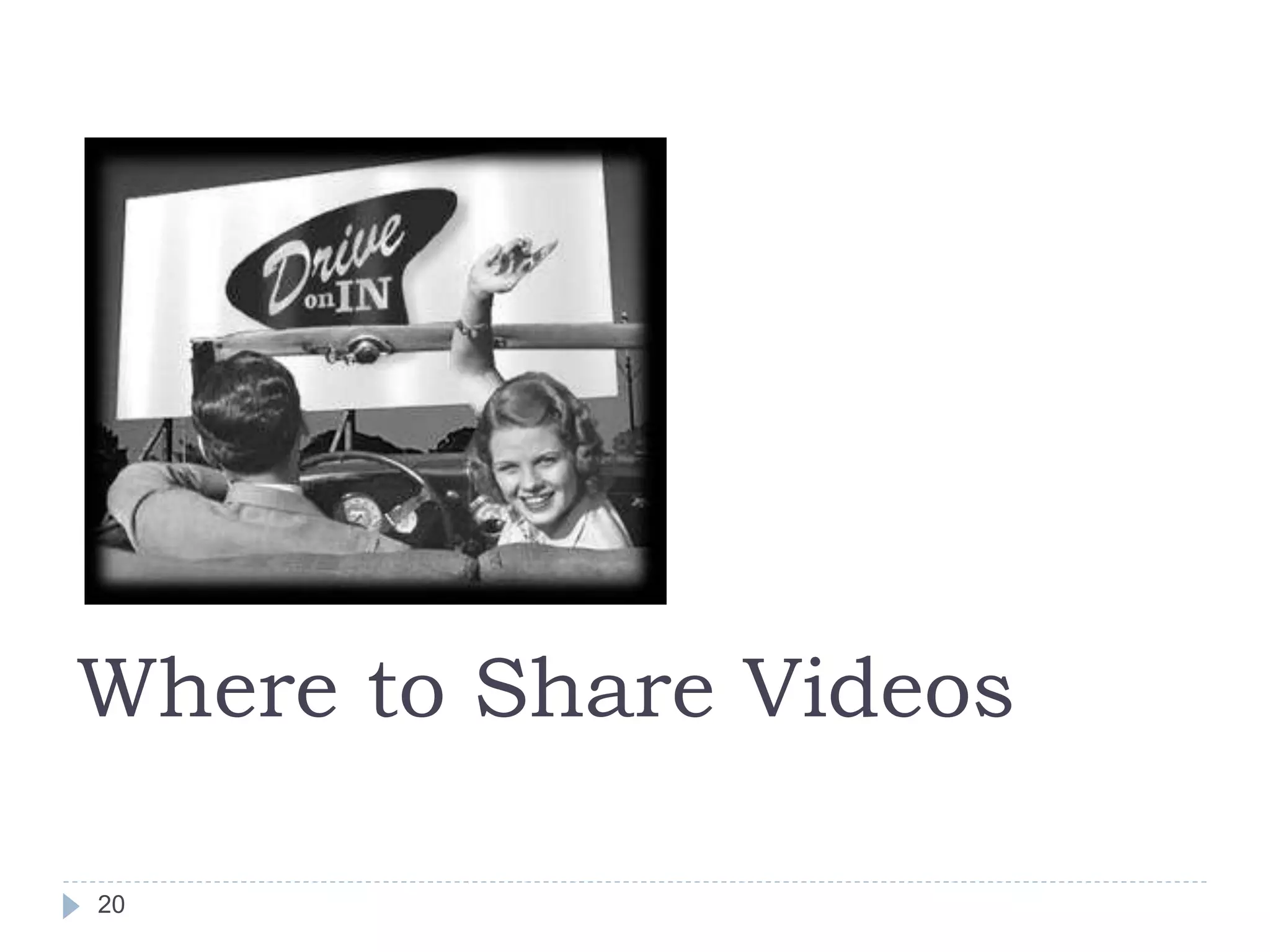 20
Where to Share Videos
 