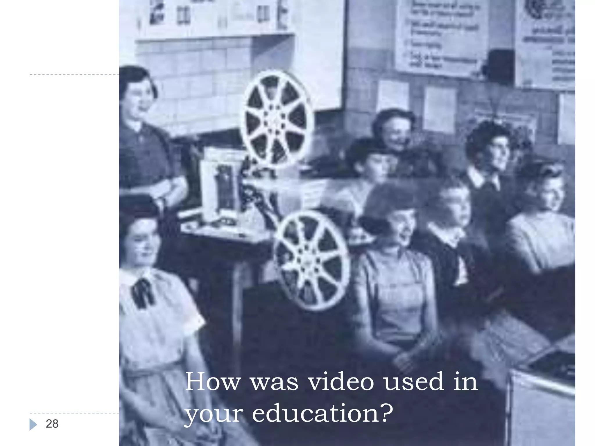 28
How was video used in
your education?
 