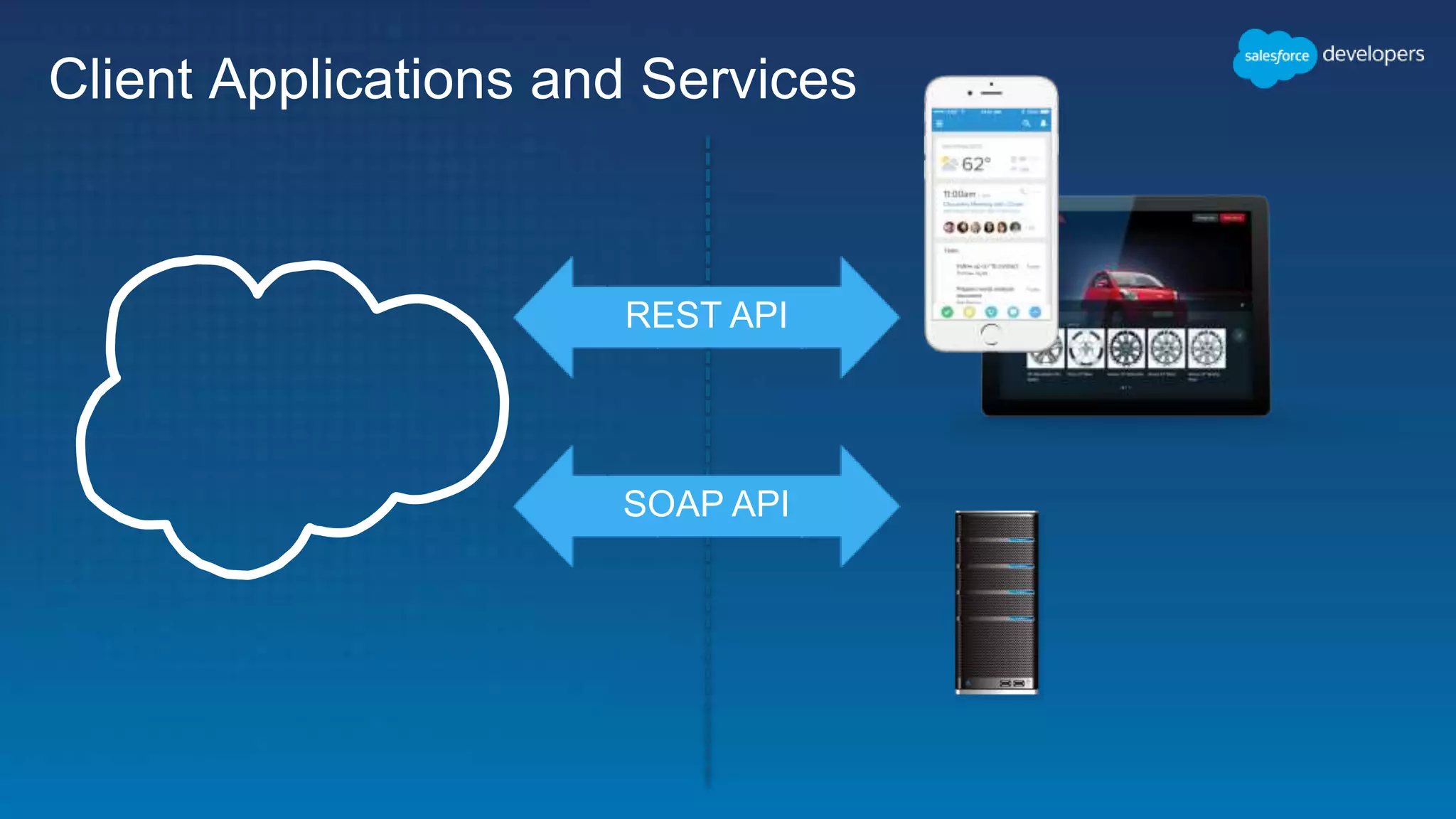 Client Applications and Services
REST API
SOAP API
 