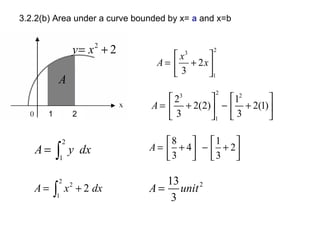 3.2.2(b) Area under a curve bounded by x=  a  and x=b 1 2 