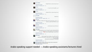 Arabic-speaking support needed → Arabic-speaking assistants/lecturers hired
 