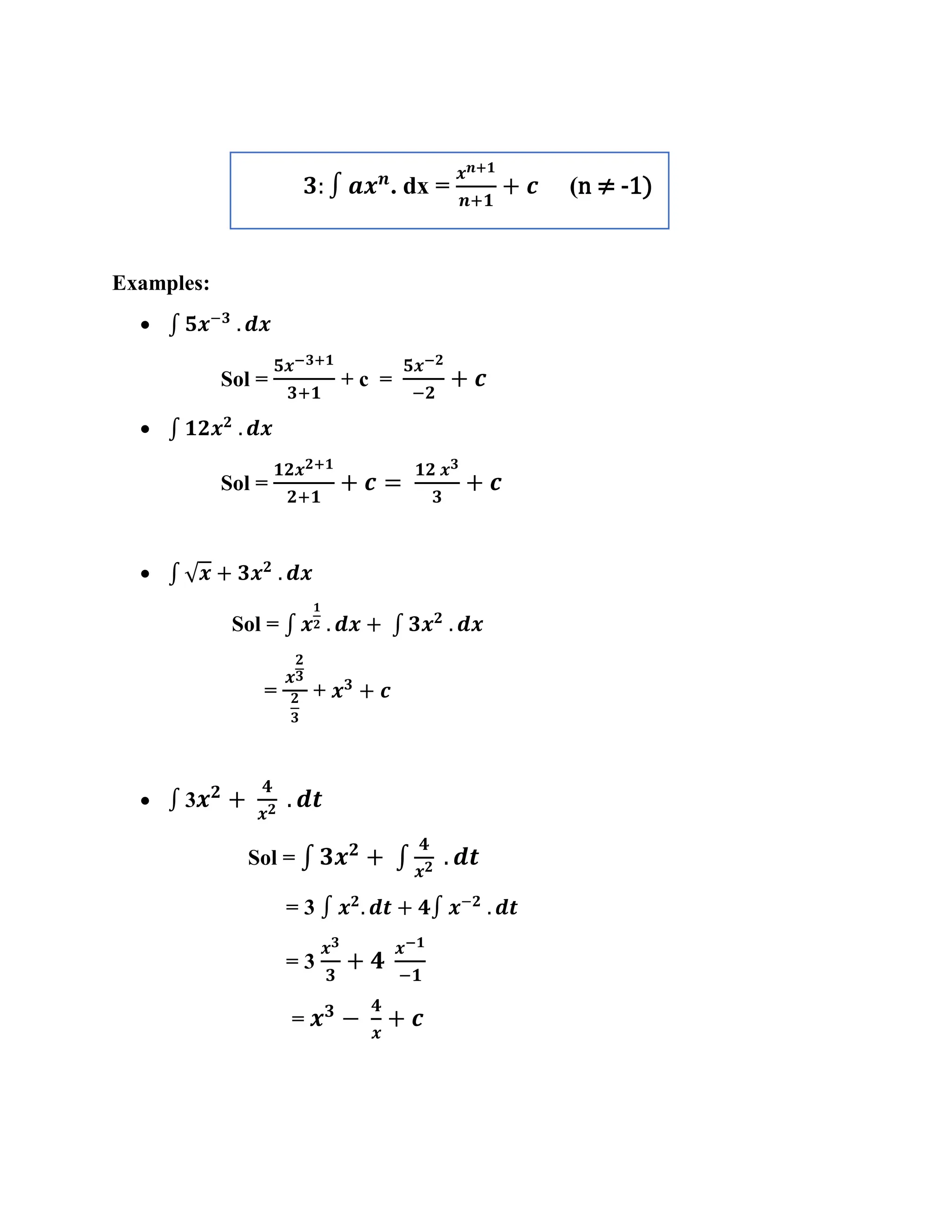Pure mathematics, integration, rule 1,2,3,4,5 | DOCX