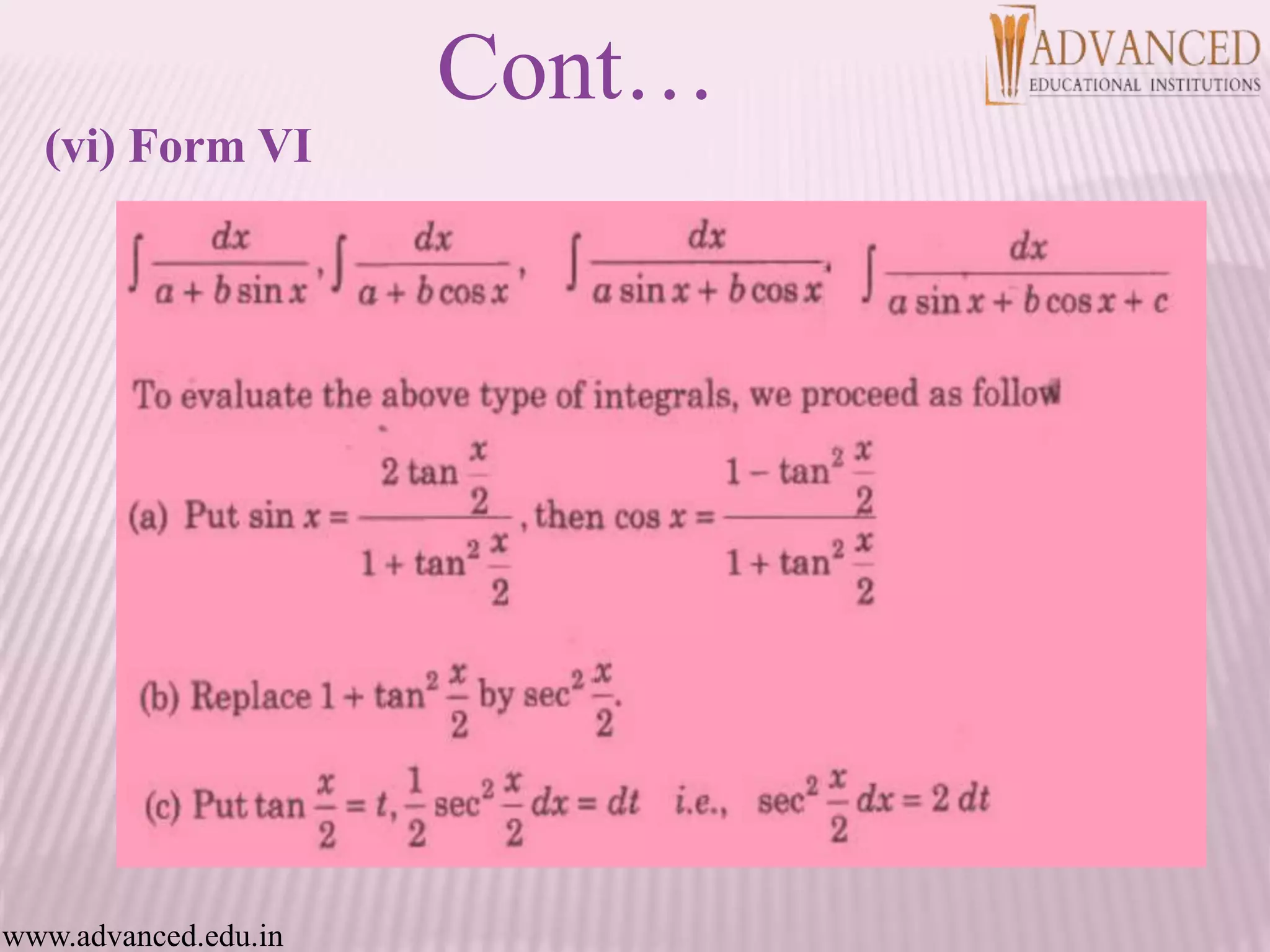 (vi) Form VI
Cont…
www.advanced.edu.in
 