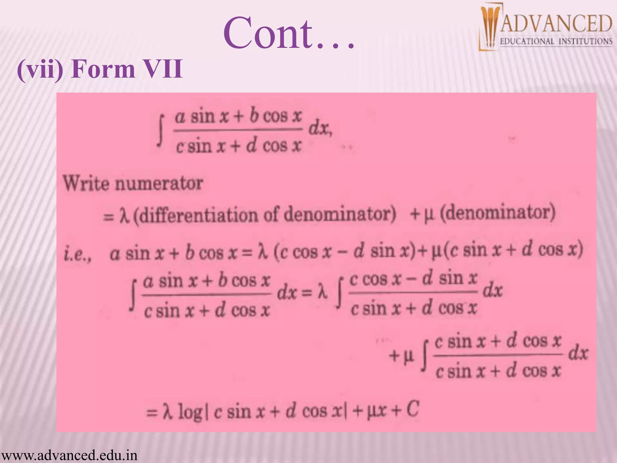 (vii) Form VII
Cont…
www.advanced.edu.in
 