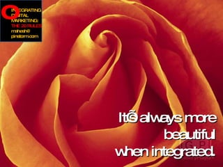 It’s always more beautiful when integrated. INTEGRATING DIGITAL MARKETING: THE 20 RULES mahesh@ pinstorm.com ∫ 