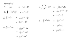 Integration antiderivatives (indefinite integrals) | PPTX
