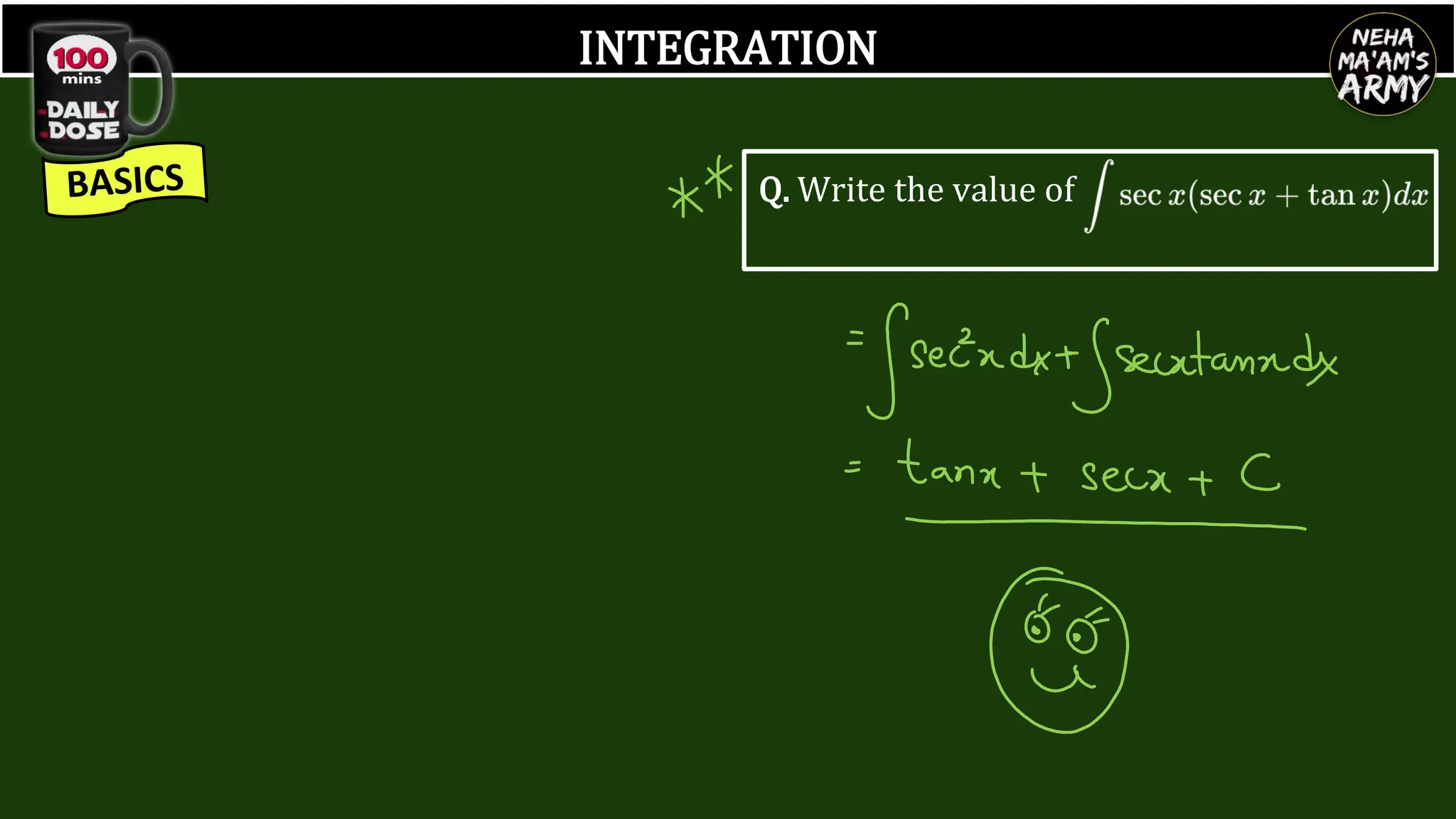 INTEGRATION
Q. Write the value of
 