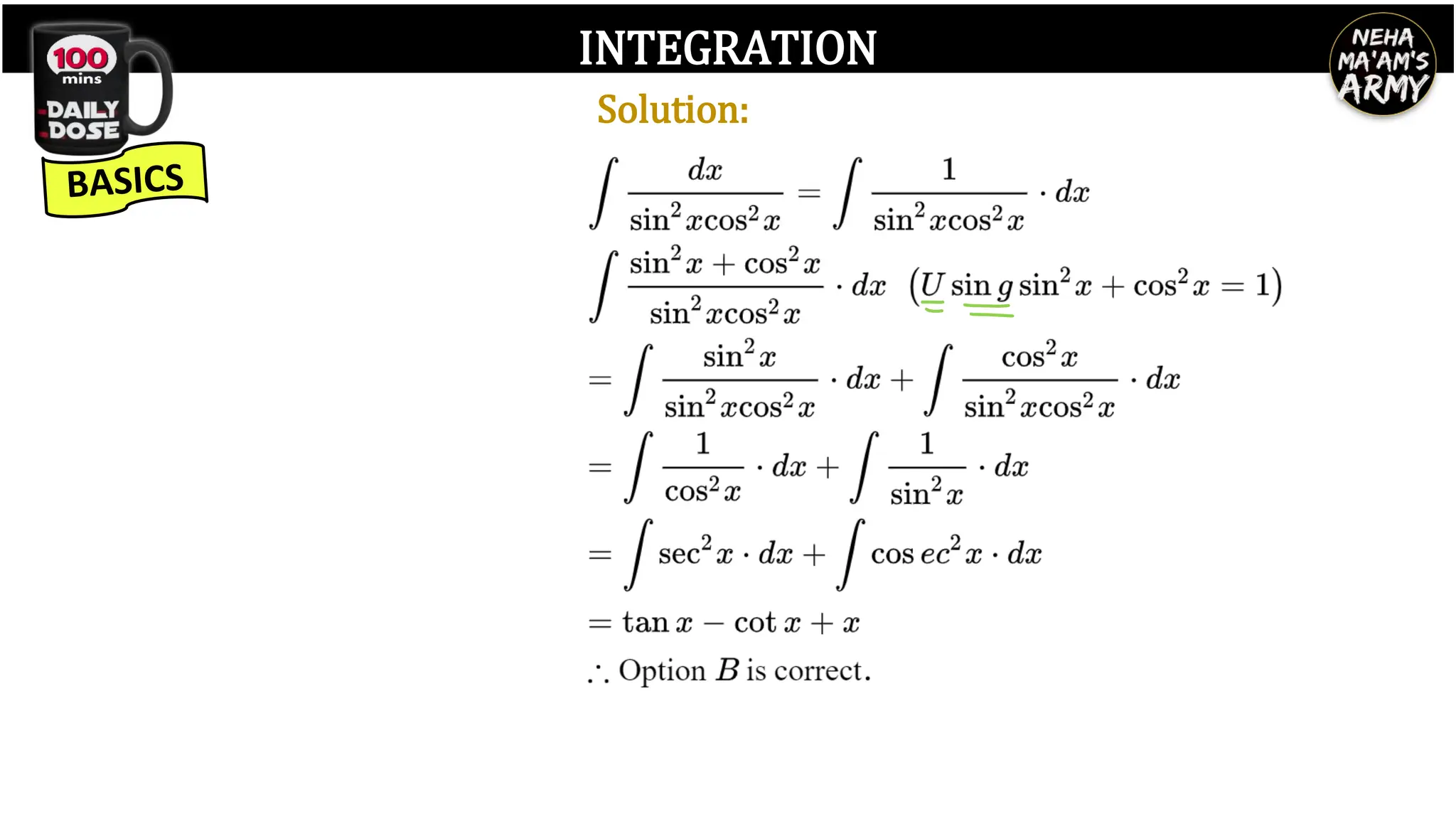 INTEGRATION
Solution:
 