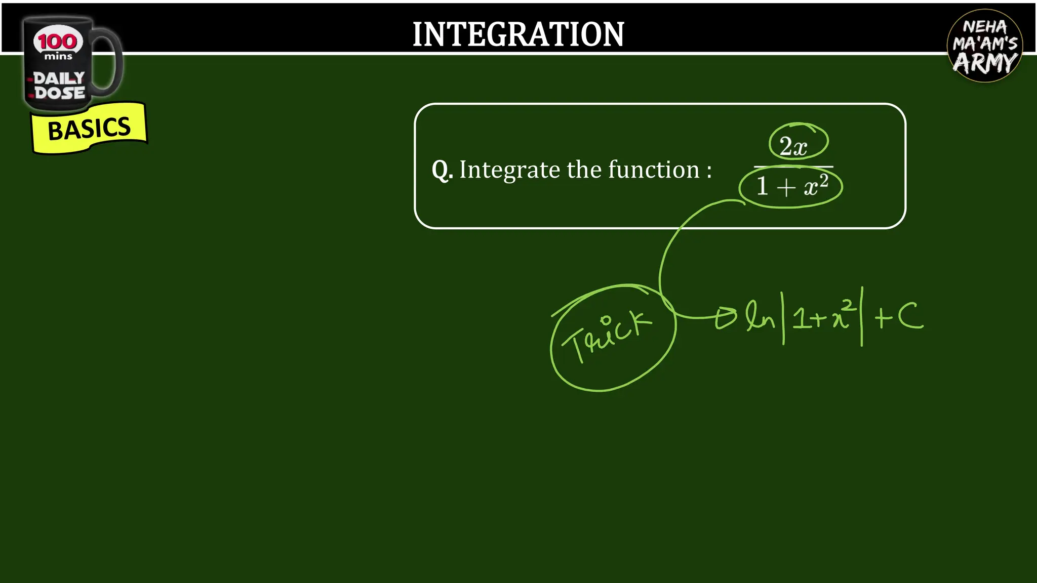 INTEGRATION
Q. Integrate the function :
 
