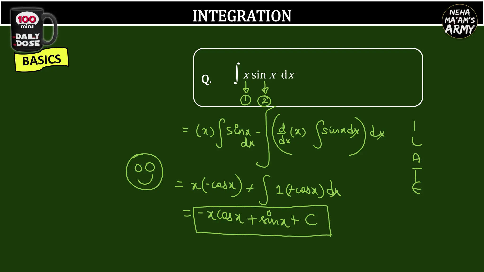INTEGRATION
Q. ∫x sin x dx
 