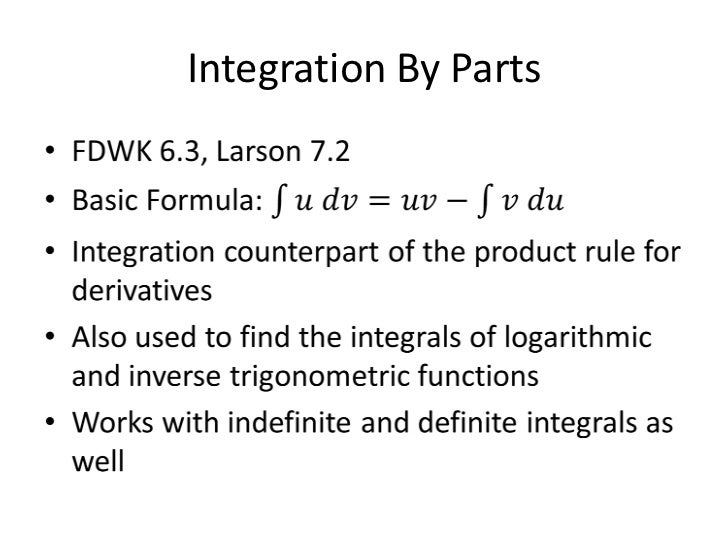Integration By Parts