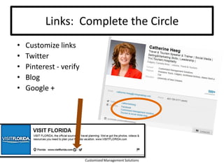 Measure & monitor

96% measure number of fans and followers, 89% measure
traffic, 84% measure mentions, 55% track share of voice, and 51%
track sentiment. (Source: Awareness, Inc.)
Customized Management Solutions

 