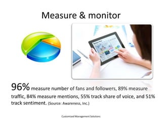 Listen & Monitor

Analytics

3rd Party

Survey

Customized Management Solutions

 